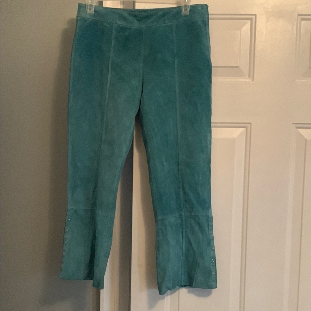 Danier Teal Suede Cropped Pants